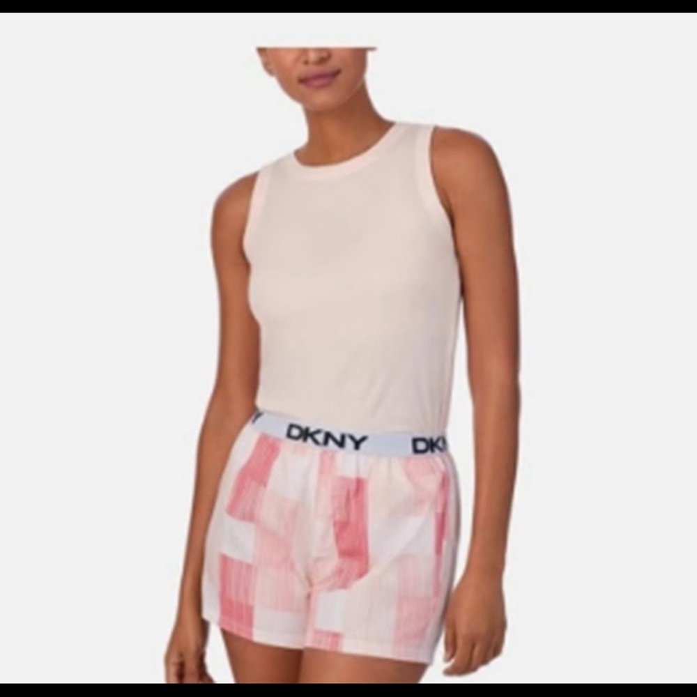 DKNY Pink and White Patterned tank and short  lounge set large
